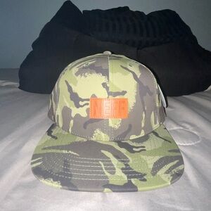 NEFF Green & Grey Camo Hat Snapback Camouflage Cap With A Raised Logo Patch NWT